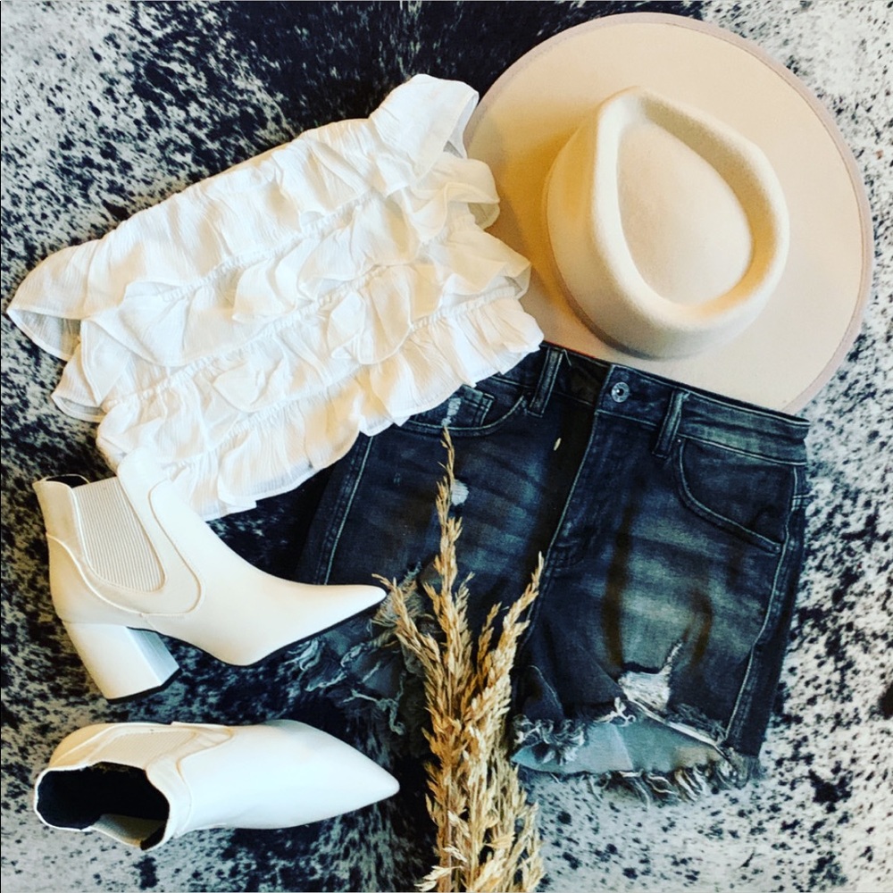 White Ruffle Crop Top